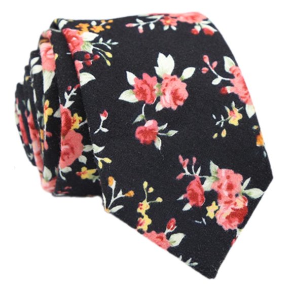 Weflink Arrows Tip Necktie Floral Pattern Polyester Silk Long Tie Wedding Costume Tie