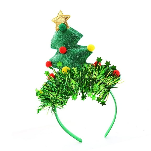 Weflink Christmas Tree Headbands Festival Hair Accessory For Women Men Kids Holiday Party Decoration With Adjustable Fabric Band
