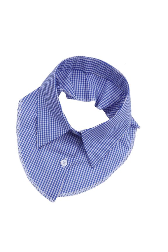 Classical Check Pattern Detachable Collar Lightweight Polyester For Office Casual Wear