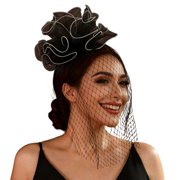 Weflink Elegant Flower Veil Hair Ornament Derby Hat Hair Clip for Gala Event Weddings
