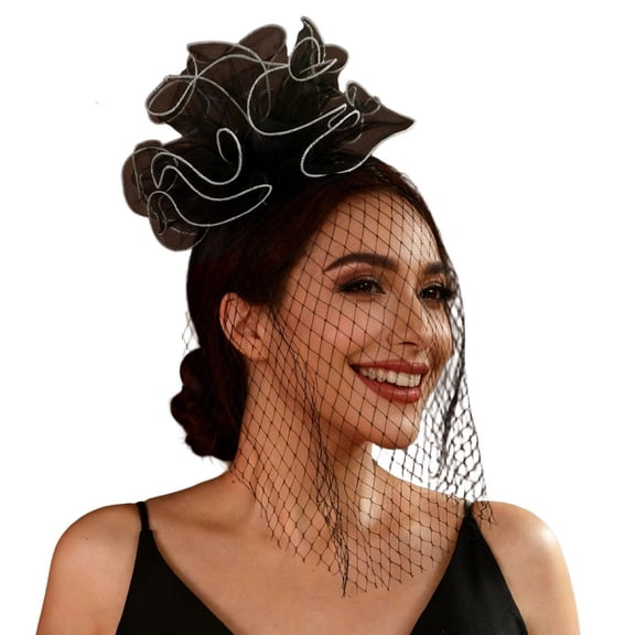 Weflink Elegant Flower Veil Hair Ornament Derby Hat Hair Clip for Gala Event Weddings