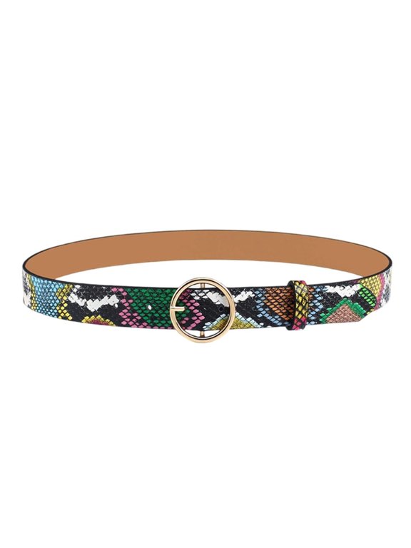 Flexible Green Snake Skin Belt PU Adjustable Waist Strap Green Waistband