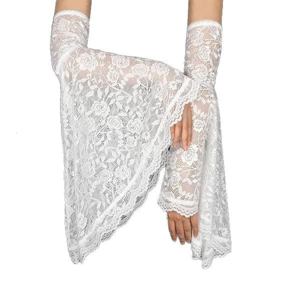 Weflink Gothic Costume Gloves with Flare Cuffs for and Theme Event Gathering