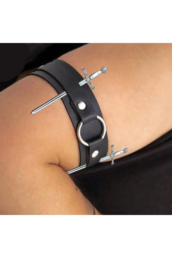 Gothic Style PU Armband for Men Bold Wide Design Accessory