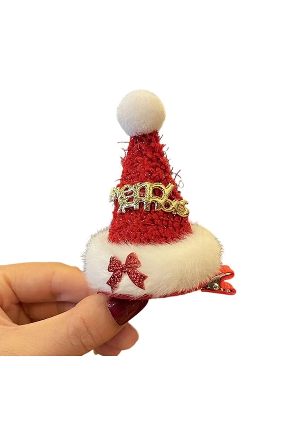Holiday Celebration HairClip Christmas Hat Hair Barrette for Kids Festival