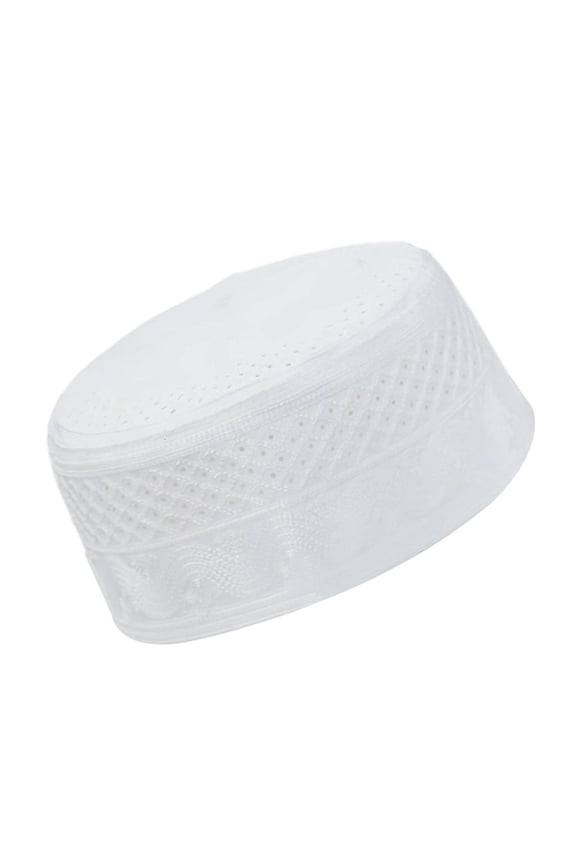 Hollowed Arab Kufi Hat Headwear For Men White Dubai Traditional Prayer Turban Hat Religious Ceremony Head Accessory