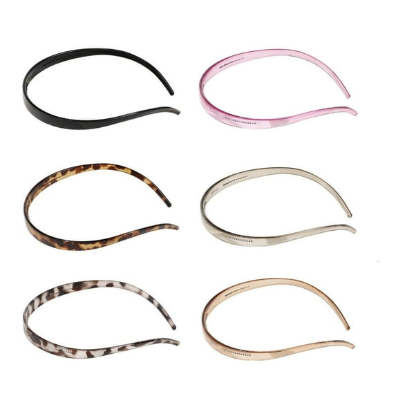 Weflink Pack Of 6 NonSlip Hairband With Grip Design Lightweight Plastic Resin Headbands For Women Girls Kids Multi Color Set
