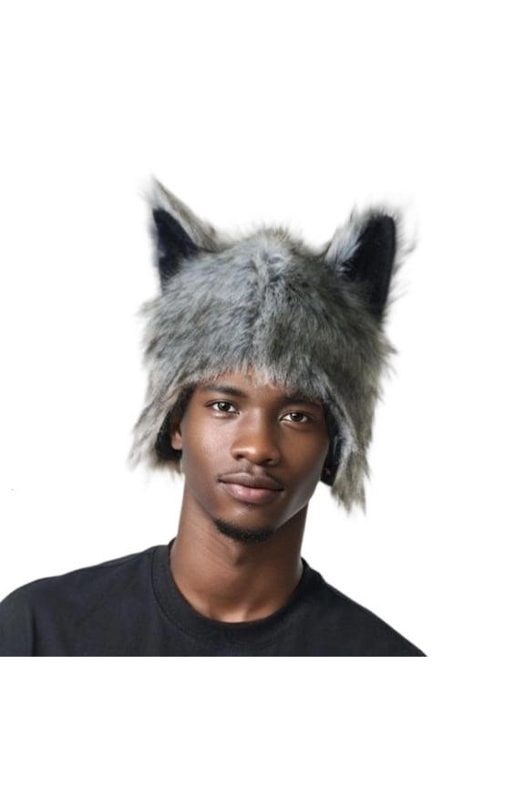 Popular Wolf Ear Hat Party Plush Earflap Hat Costume Accessory Ear Hooded Cap Plush Winter Windproof Hat Event Dressingup