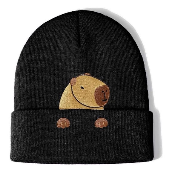 Weflink Practical Acrylic Knit Capybara Hat Comfortable Embroidery Design One Size Fit Most