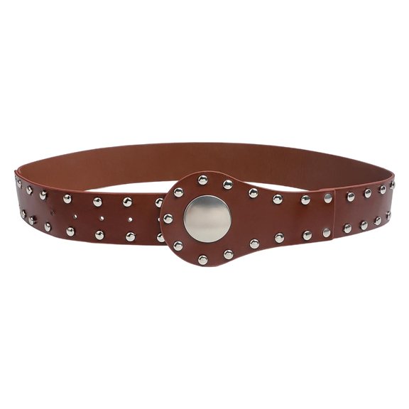 Weflink Punk Charm Silver Rivets Belt 4.5cm Wide Waist Strap for Casual Formal Outfit