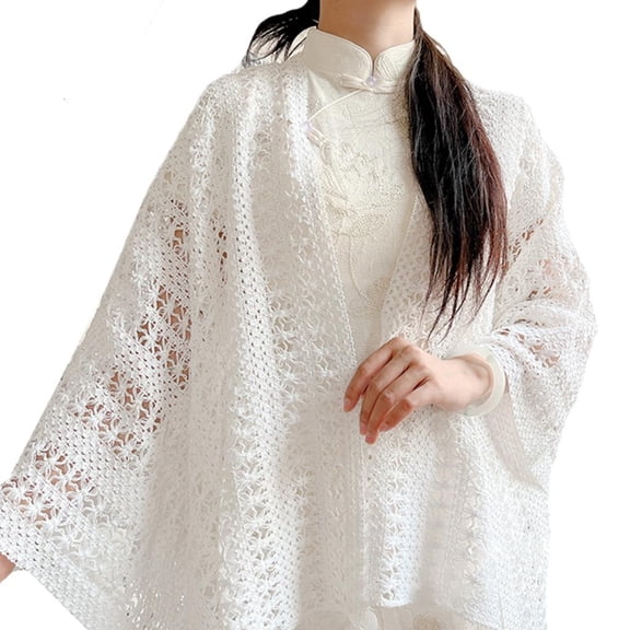 Weflink Soft Knitted Wrap Tassels Accent Shawl Four Season Comfortable Stretch Fabric