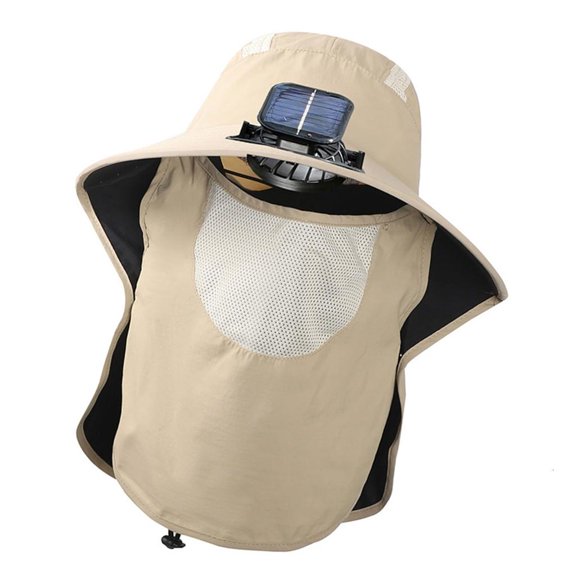 Weflink Solar Power Fan Hat With 3 Speed Fan Rechargeable Battery Face Neck Cover Hat