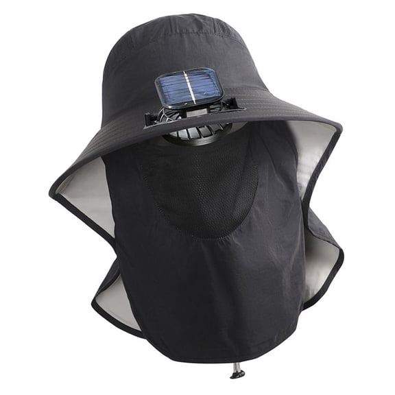 Weflink Solar Power Fan Hat With 3 Speed Fan Rechargeable Battery Face Neck Cover Hat