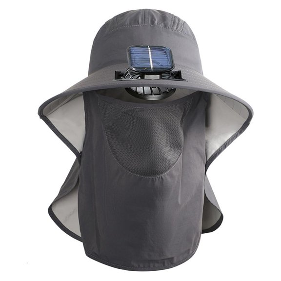 Weflink Solar Power Fan Hat With 3 Speed Fan Rechargeable Battery Face Neck Cover Hat