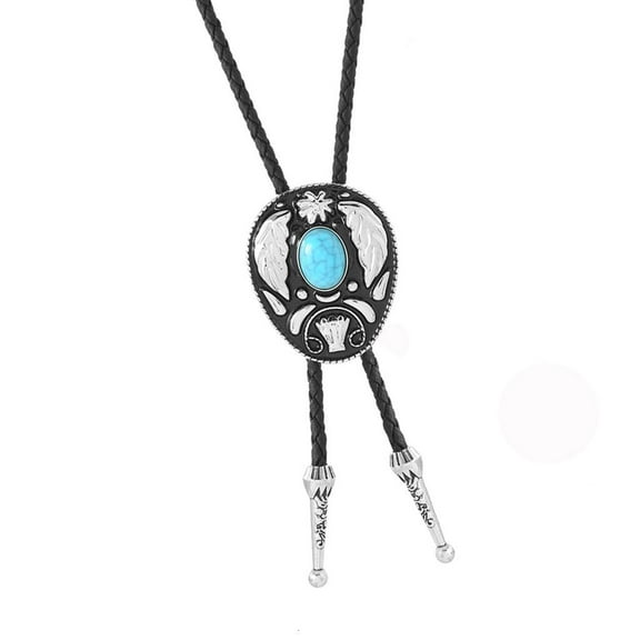 Weflink Vintage Western Cowboy Bolo Tie Flower Stone Necktie Punk Lariat Necklace Costume Accessory Bolo Tie Western