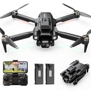 Wefone A13 Foldable Drone with Camera, Lightweight, Obstacle Avoidance, Optical Flow Positioning, User-Friendly, Brushless Motor, 2 Batteries, Black