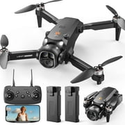 Drones for Kids with 1080P HD Camera, Foldable Wefone H21 with Brushless Motor & Optical Flow Hover, 2 Batteries, Black