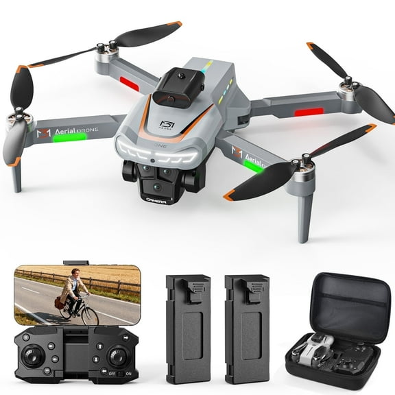Wefone M3 Foldable Drone with Camera, Obstacle Avoidance, 2 Batteries 20 Min, Brushless Motor, Optical Flow, Gray