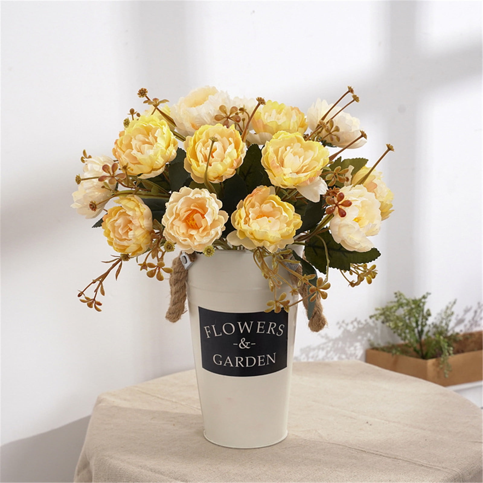 Wefuesd Artificial Flower 7 Heads Faux Silk Peony Flower Bouquet Plants ...