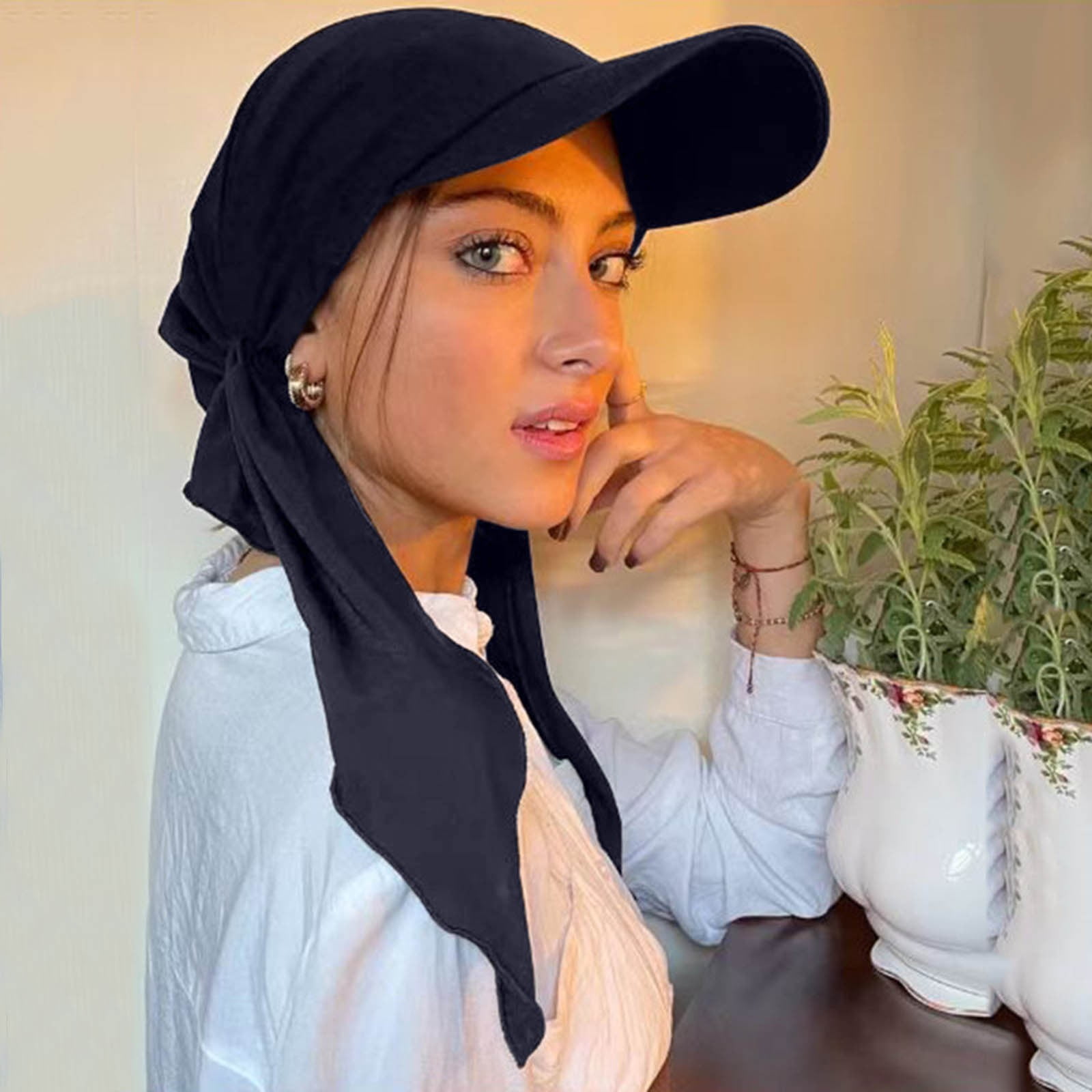 Wefuesd Baseball Hat Cap Hijab Shawl Simple Fabric Turban Summer Breathable Muslim Headscarf Hijab Cap For Women Men Baseball Cap Hats For Women