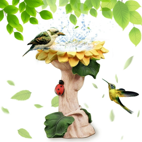Wefuesd Bird Bath for Outside Garden Bird Feeder Flower Decoration Resin Sunflower Bird Bath Home Decorbird Bath Solar Fountain for Bird Bath Outdoor Decor Wefuesd