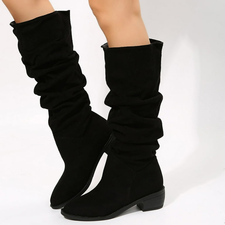 Mid calf black suede womens boots top