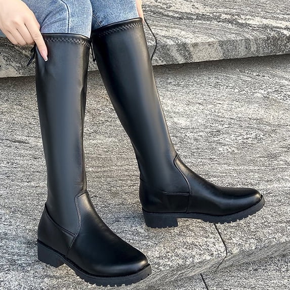 Wefuesd Flat Color Boots Solid The Boots Knee Over Fashion Women's High Women's Boots, Knee High Boots, Winter Boots For Women, Black 38