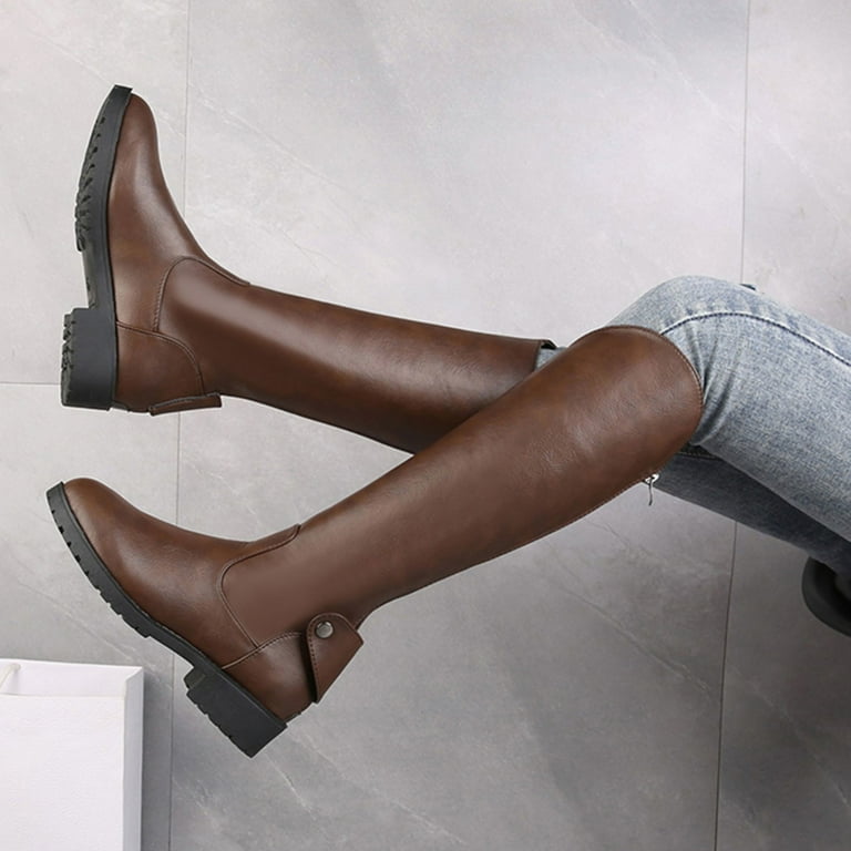 Wefuesd Heels Buckle High Breathable Barrel Belt Retro High Size Boots Plus Women s Color Chunky Zipper Winter Shoes Boots Thigh Women s Boots Thigh