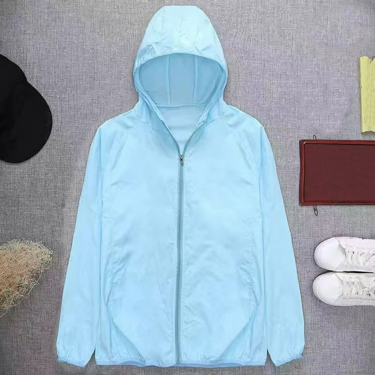 Wefuesd Male Solid Color Hooded Sun Clothing Jacket Lightweight Close Fitting Sports Outdoor Long Sleeve Zipper Jacket Jackets For Men Men Clothing Blue XL Walmart