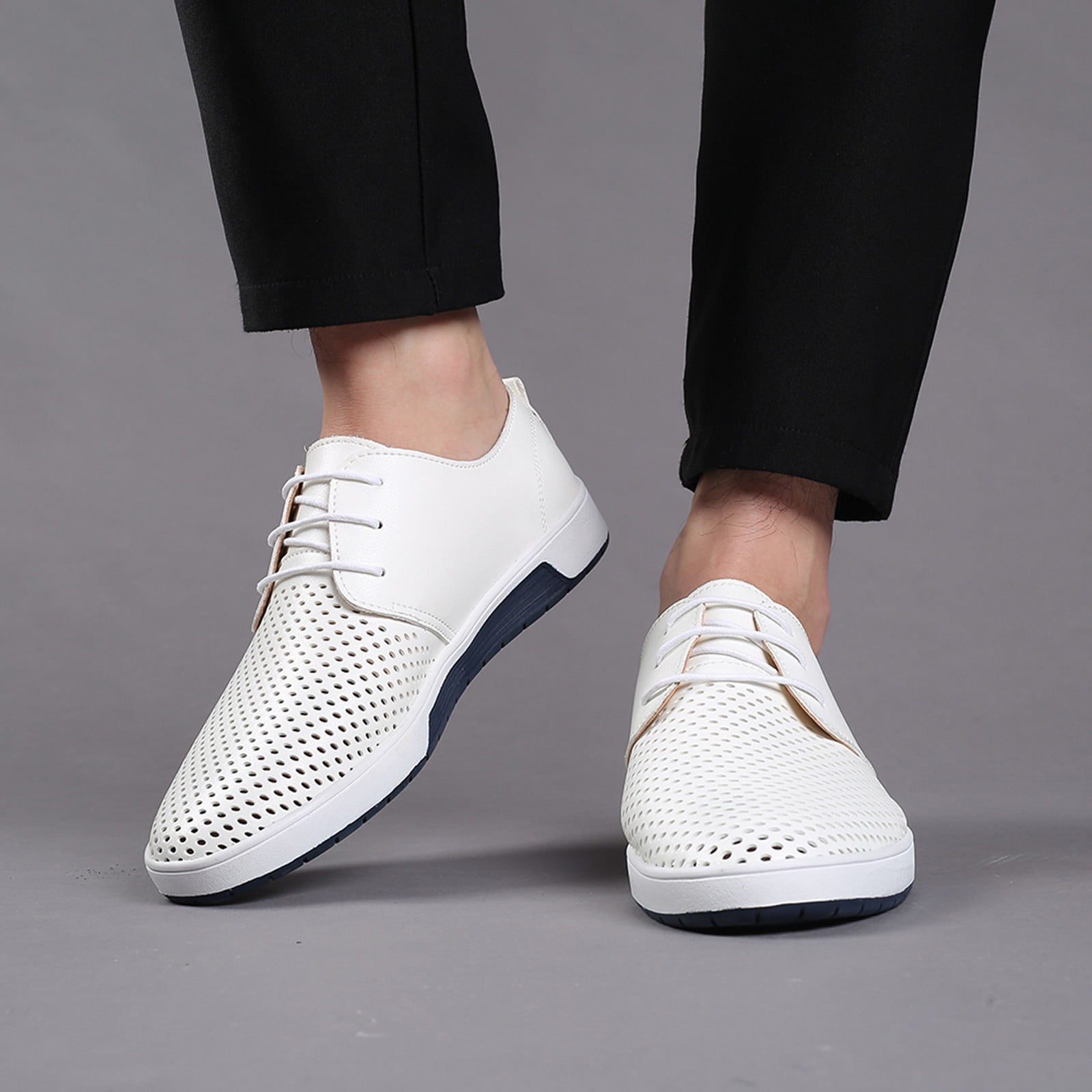 Wefuesd Mens Dress Shoes Shoes For Men Summer Style Men'S Summer Breathable  Business Leisure Hollow Solid Leather Shoes White 42 - Walmart.com
