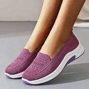 Wefuesd Slippers Oofos Shoes For Womenoofos Women Single Shoes Slip On Fly Woven Mesh Casual Shoes Tennis Walking Breathable Sneakers Fashion Sneakers Purple 40