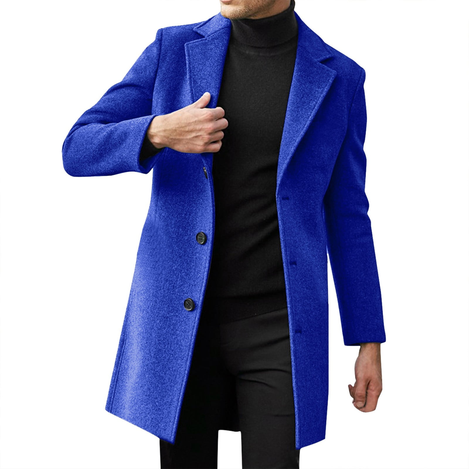 Wefuesd Trench Coat Men, Men Slim Winter Coat Lapel Collar