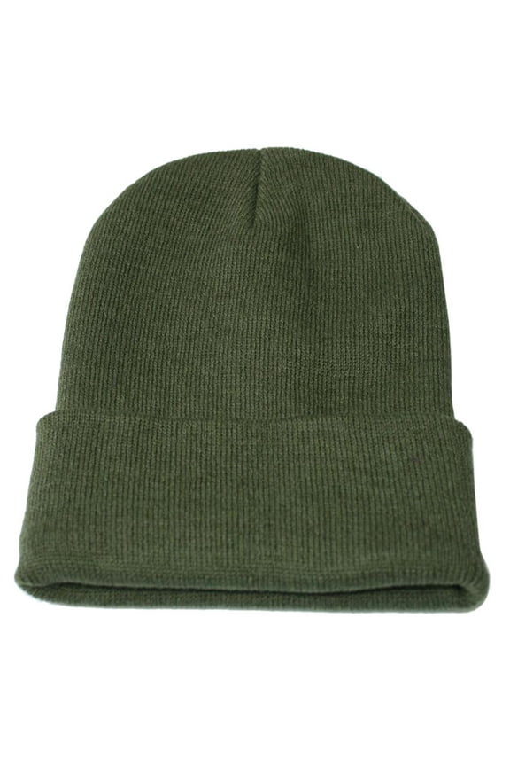 Unisex Slouchy Knitting Beanie Cap Warm Winter Ski Hat Army Green