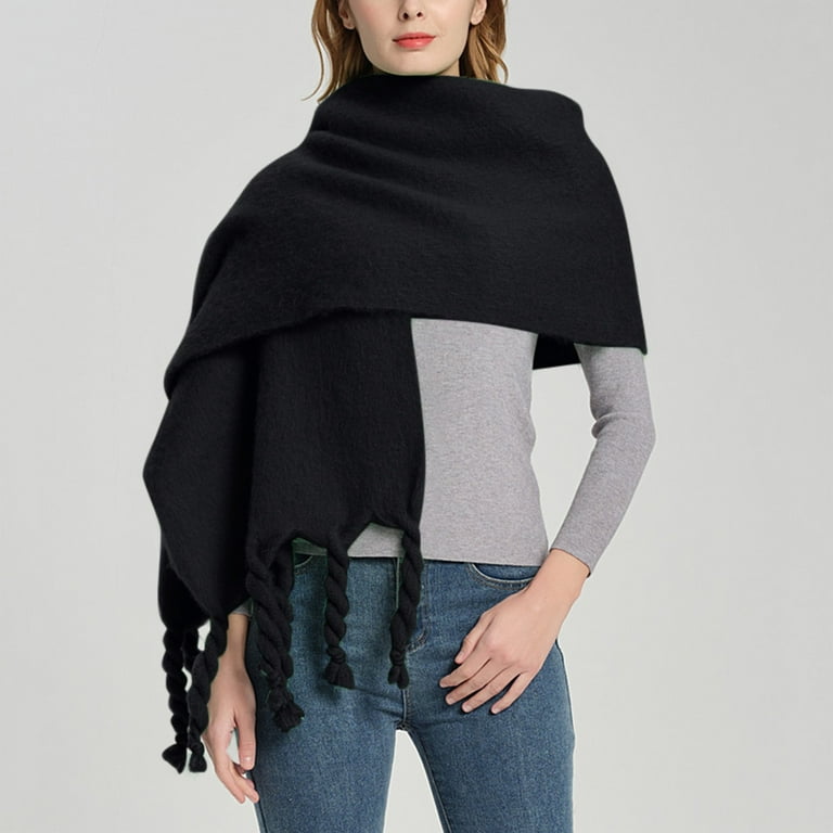Women's Fall Winter Spring Plaid Warm Light Soft Scarves,Fashion Cashmere  Feel Long Scarf Thick Knit Shawl For Women.