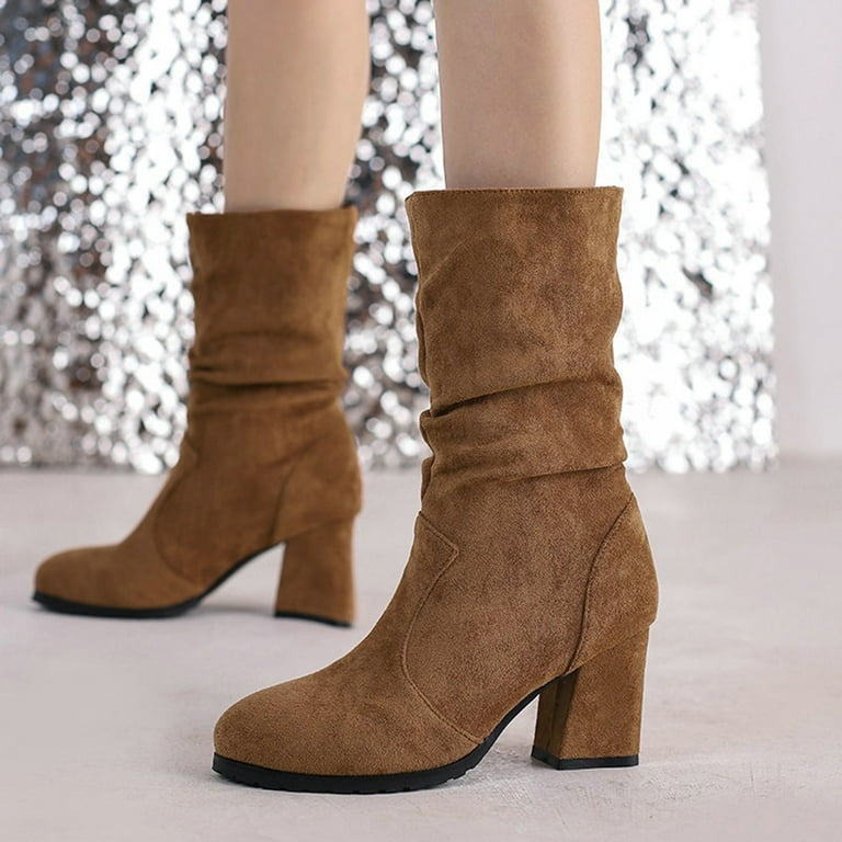 Round toe mid calf boots deals