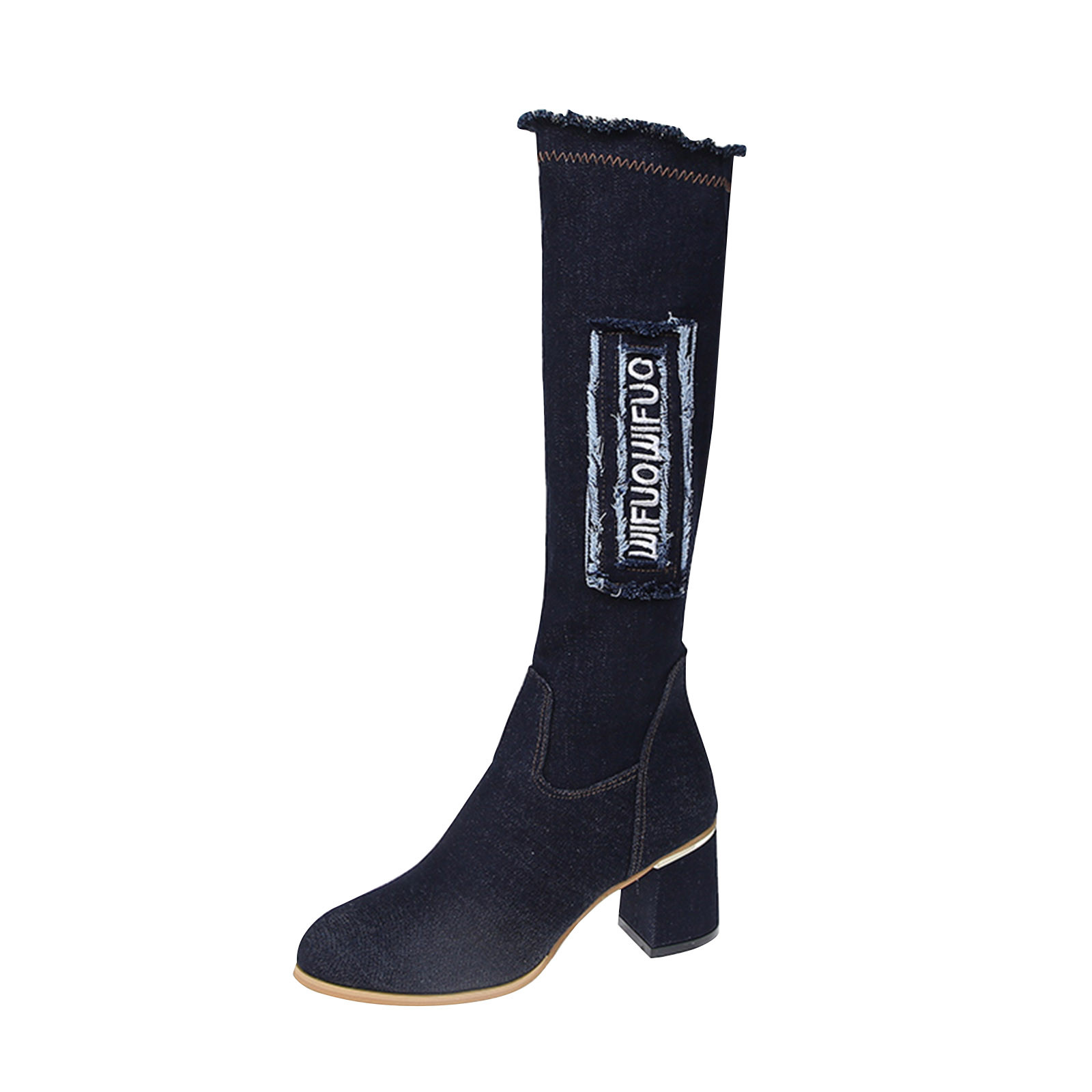 Wefuesd Women's Slouchy Knee High Boots,Round Toe Side Zipper Mid