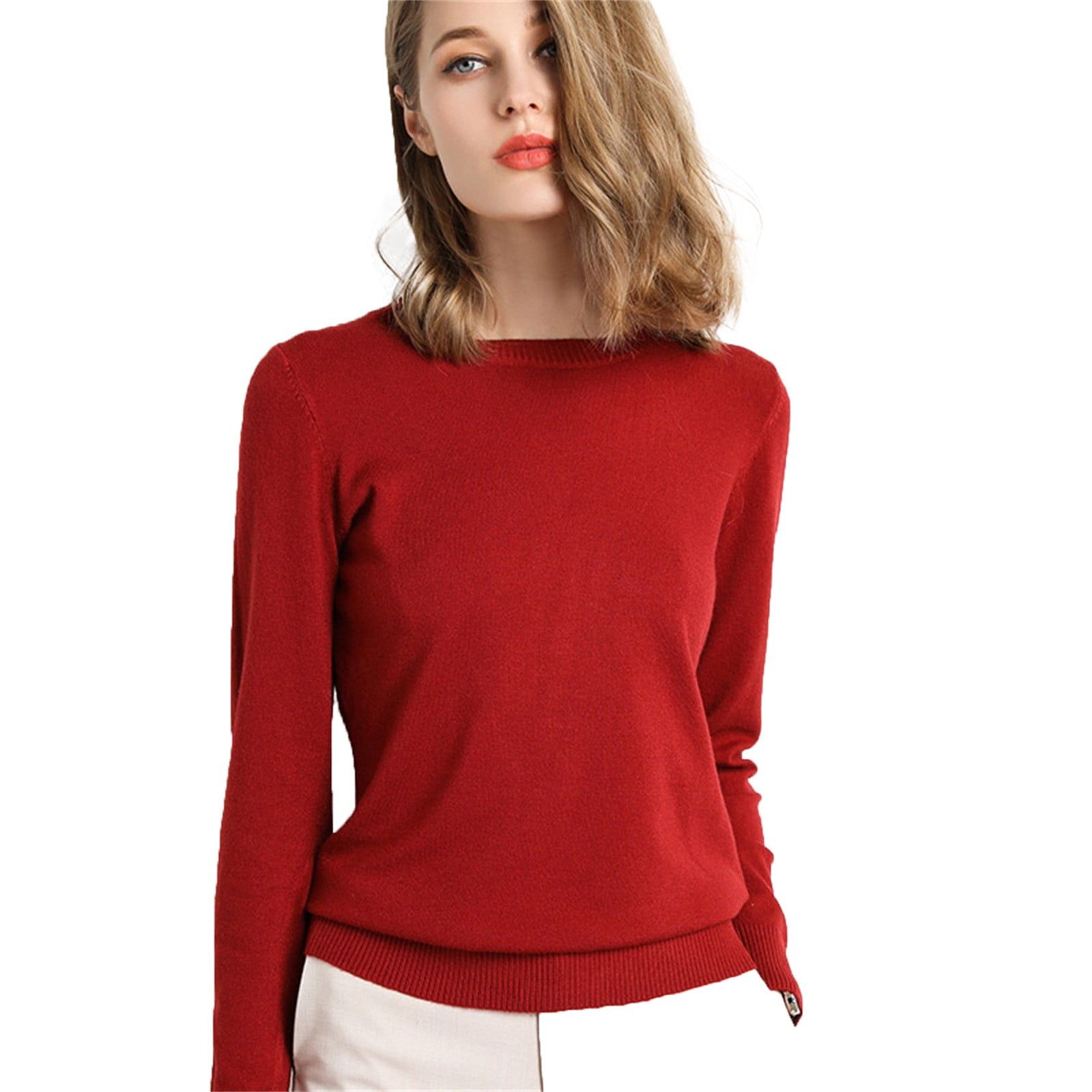 Wefuesd Womens Sweaters Womens New Round Neck Long Sleeve Loose