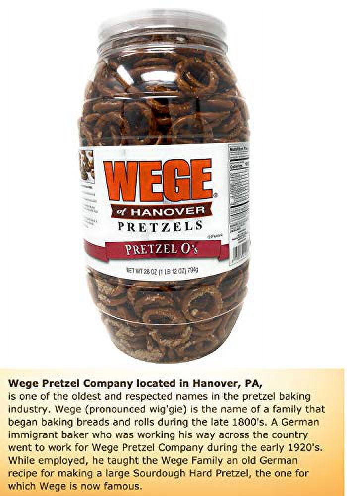 Wege Circle Pretzel O's, Round Salted Pretzels, 28 Ounce Barrel