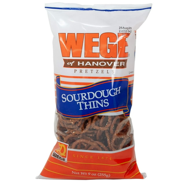 Wege of Hanover Sourdough JMS2 Pretzels Thins, 9 Ounce Bag 3 Bags