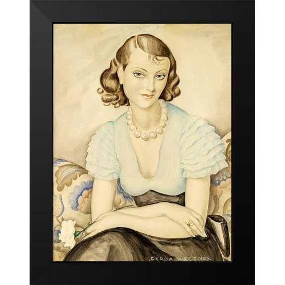 Wegener, Gerda 19x24 Black Modern Framed Museum Art Print Titled - Portrait of a young woman