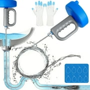 NATUBEAU Drain Auger 33Ft/10M with Gloves, Drain Snake Plumbing Drain Auger Sink Hair Clog Remover, Heavy Duty Pipe Drain Clog Remover for Bathtub Drain, Bathroom Sink, Kitchen Cleaning