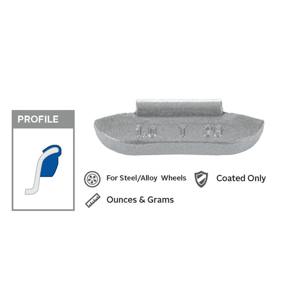 Wegmann Auto 0.5 oz Lead Coated Clip-on TN Gray Series Wheel Weight (Box of 25)
