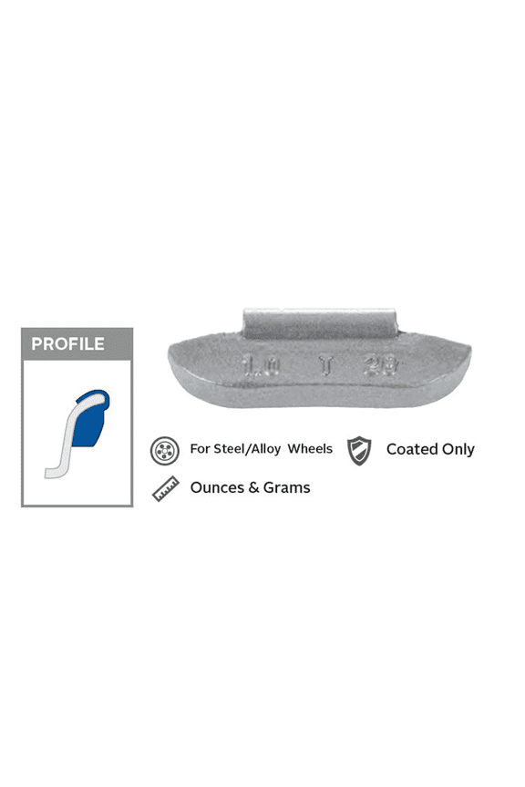 Wegmann Auto 1.75 oz Lead Coated Clip-on TN Gray Series Wheel Weight (Box of 25)