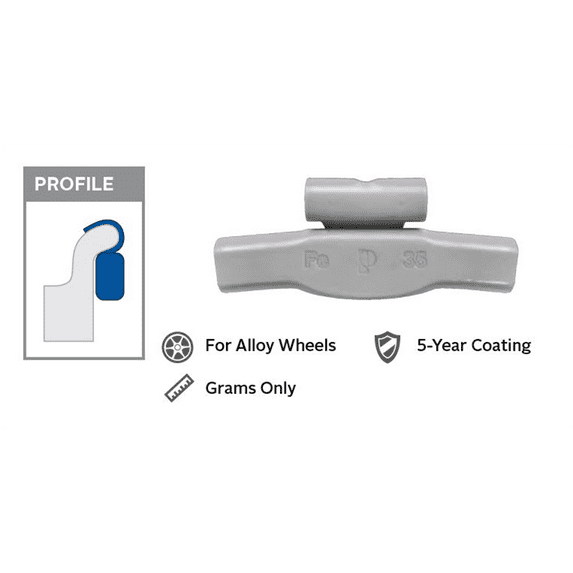 Wegmann Auto 25 g Lead Coated Clip-on IAW Blue Series Wheel Weight (Box of 25)