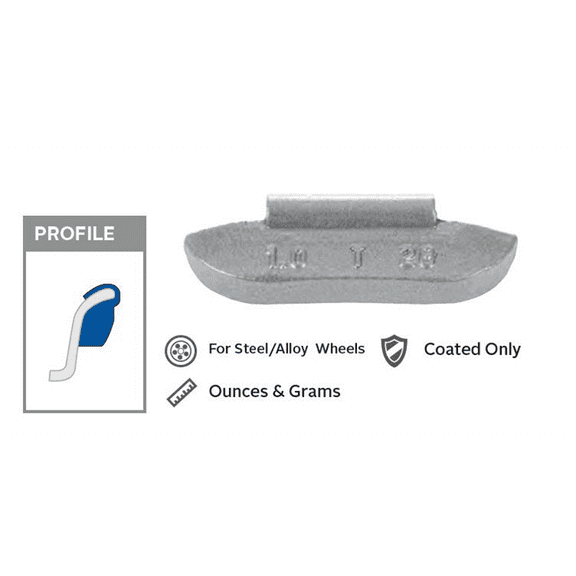 Wegmann Auto 3 oz Lead Coated Clip-on TN Gray Series Wheel Weight (Box of 25)