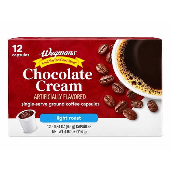 Wegmans Arabica Coffee Pods Light Roast Chocolate Cream 12 Count 4.02 oz