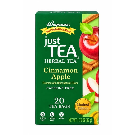 Wegmans Cinnamon Apple Flavored Herbal Tea Caffeine Free 20 Count 1.76 Ounce