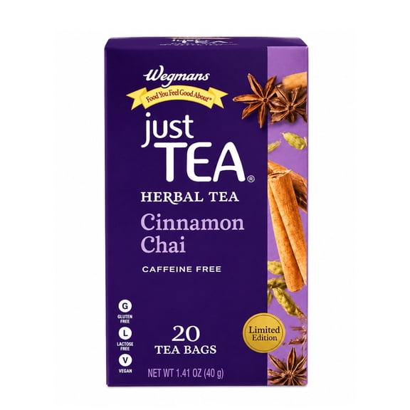 Wegmans Cinnamon Chai Flavored Herbal Tea Caffeine Free 20 Tea Bags 1.41oz 1 Pack