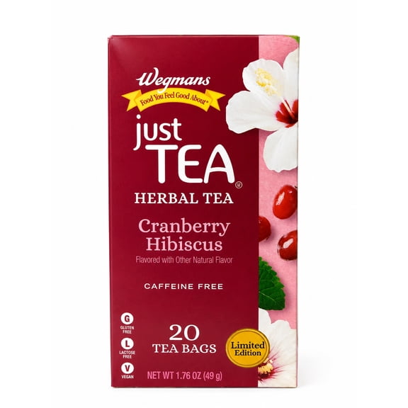 Wegmans Cranberry Hibiscus Herbal Tea Caffeine Free 20 Count 1.76oz