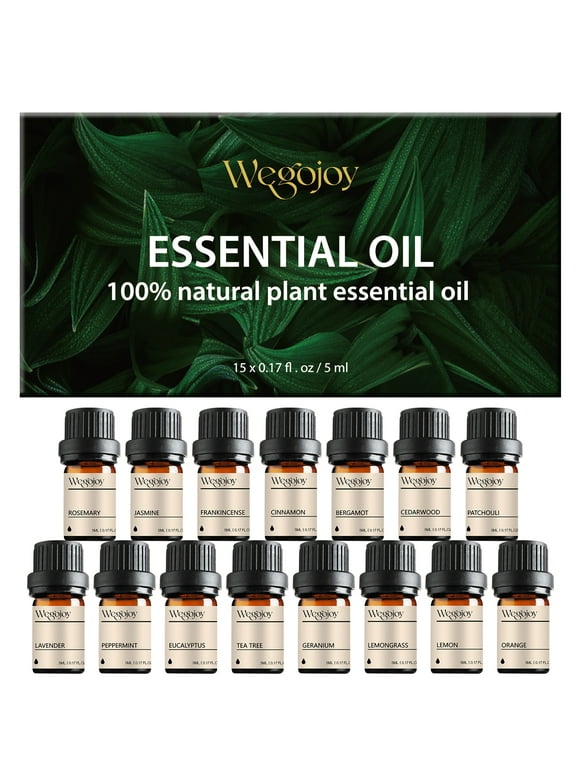Wegojoy 15pcs Essential Oils Set, Organic Aromatherapy Essential Oils Set, 100% Pure Natural 5ml
